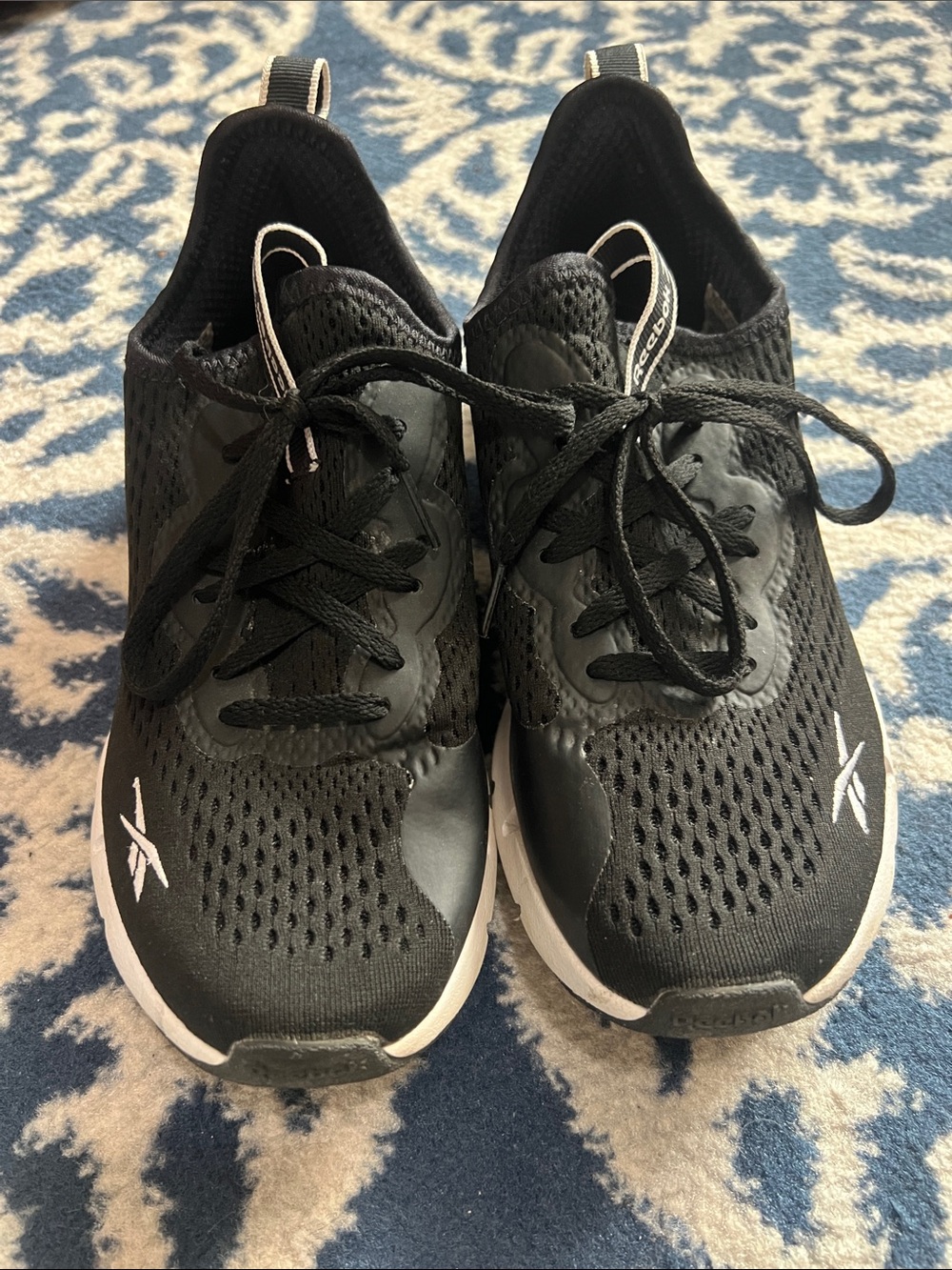 Reebok Black and White Slip On Women's Mesh Running Sneakers